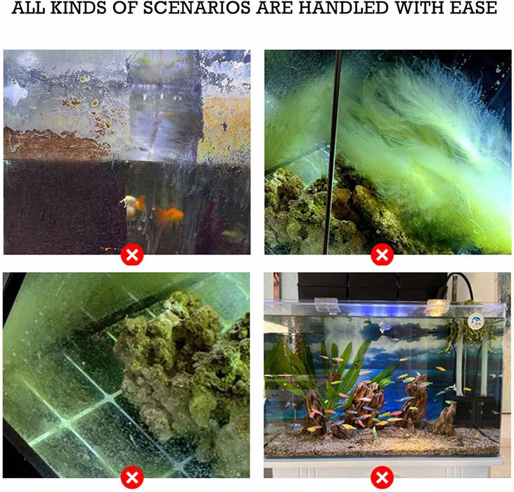 Aquarium Cleaning Brush - 2 PCS Fish Tank Cleaning Brush Double-Sided Sponge Brush Long Handle Fish Tank Scrubber for Aq