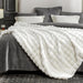 Faux Fur Throw Blanket for Couch, Fuzzy Soft Plush Thick Bubble Blanket for Sofa Bedroom Living Room, 50 * 60 Inches Cream White