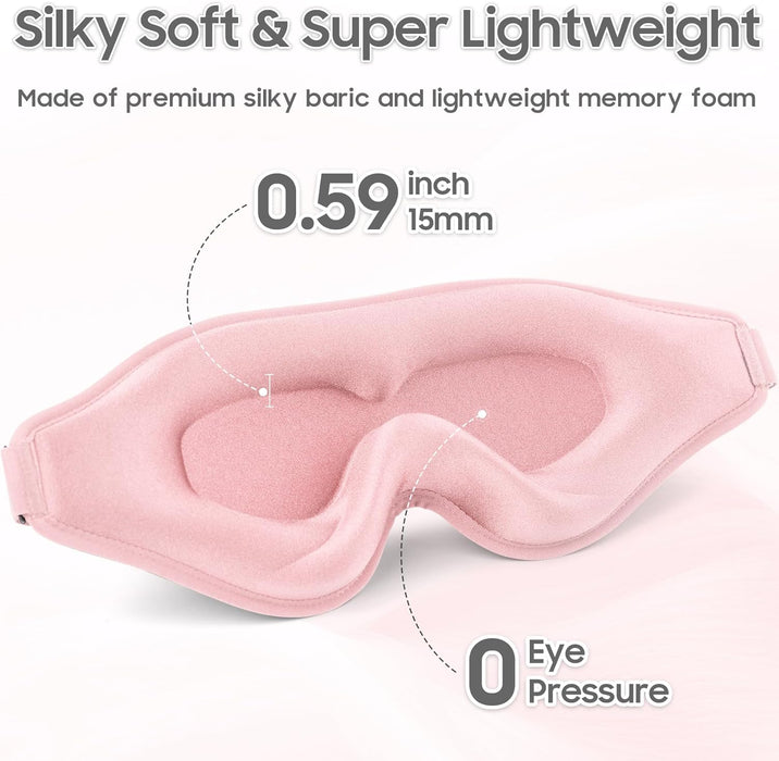 Sleep Mask - Total Blackout 3D Sleeping Mask, Super Lightweight & Silky Soft Eye Mask for Sleeping, Fully Adjustable Fit
