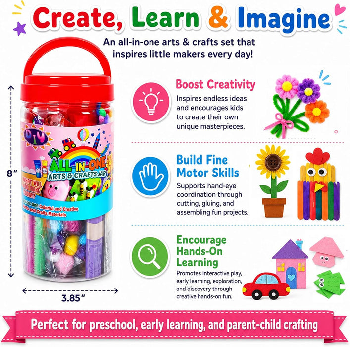 Arts and Crafts Supplies for Kids - Toddler DIY School Craft Set