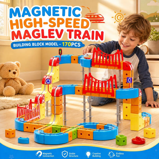 Electric Train Set for Kids, Race Track Car STEM Kit (170 Pcs)