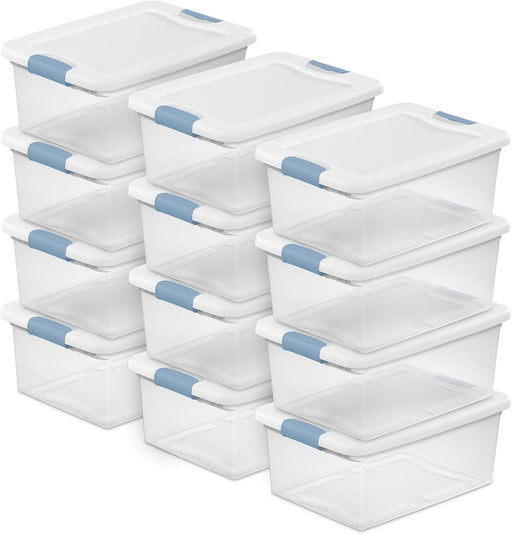 Latching Box with Lids for Home and Office, 15 Quart, 12-Pack