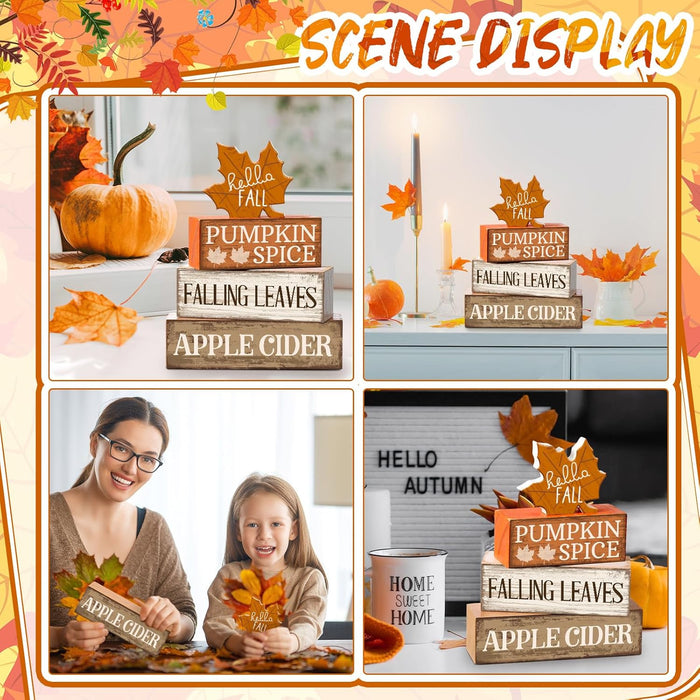 4 Pcs Fall Decor Wooden Maple Leaf Decoration Thanksgiving Decor