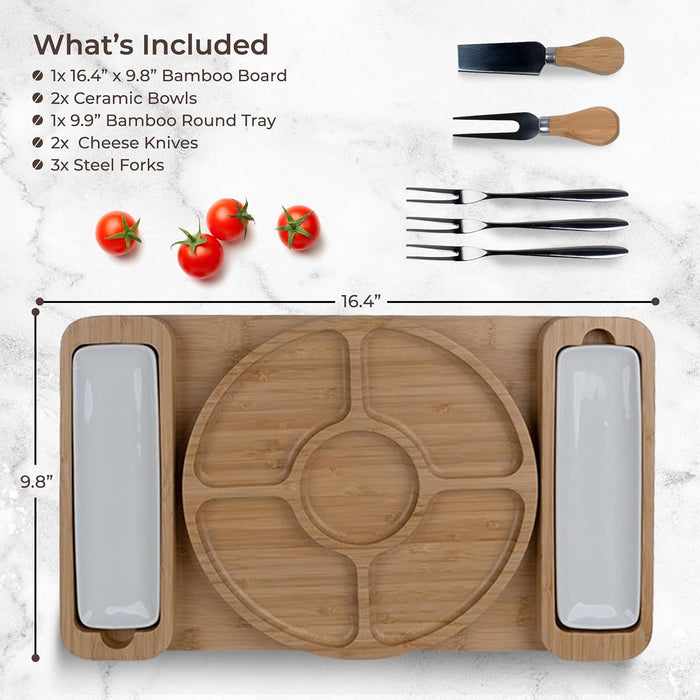 Charcuterie Boards Set, Bamboo Cheese Tray with Serving Accessories