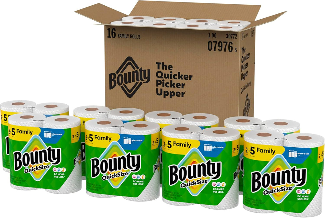 Paper Towels Quick Size, White, 16 Family Rolls = 40 Regular Rolls