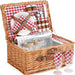 Wicker Picnic Basket for 2, Insulated Picnic Basket - Red Check