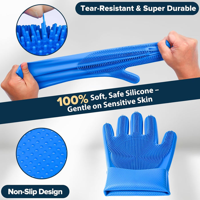 6PCS Grooming & Bath Supplies for Dogs, Cats | Dog Washing Gloves | Dog Bath Brush | Dog Shower Brush | Pet Grooming Glo