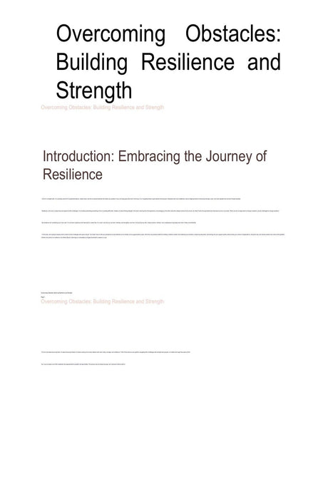 Overcoming Obstacles: Building Resilience and Strength