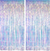 Iridescent Party Streamers Backdrop -  Neon Transparent Holographic Tinsel Foil Fringe Curtain for Mermaid/Frozen/Sea/Euphoria/ERAS Party Theme Decorations 3.2ft x 6.5ft 2 PCS