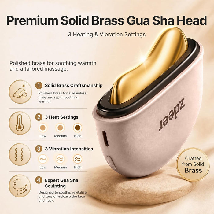 GS5 Electric Heated Gua Sha Tool, Red Light Face Massager, Pink