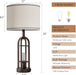 24" Farmhouse Table Lamps for Living Room Bedroom Set of 2, USB A+C