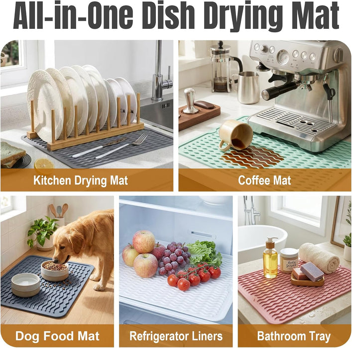 2 Pack Silicone Dish Drying Mat for Kitchen Counter Shower Caddy Rack Waterproof Under Sink Placemats Trivets Coffee Bar Accessories Utensil Holder Essentials Home Dining Decor Must Haves 2026