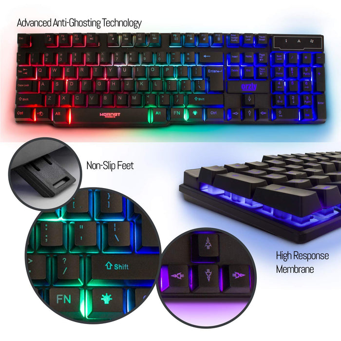 Gaming Keyboard and Mouse and Mouse pad and Gaming Headset, Wired LED RGB Backlight Bundle for PC Gamers and Xbox and PS
