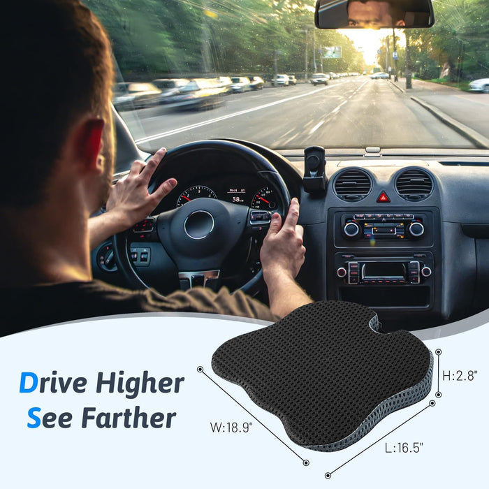 Wedge Car Seat Cushion for Driving for Better Visibility & Sciatica Relief