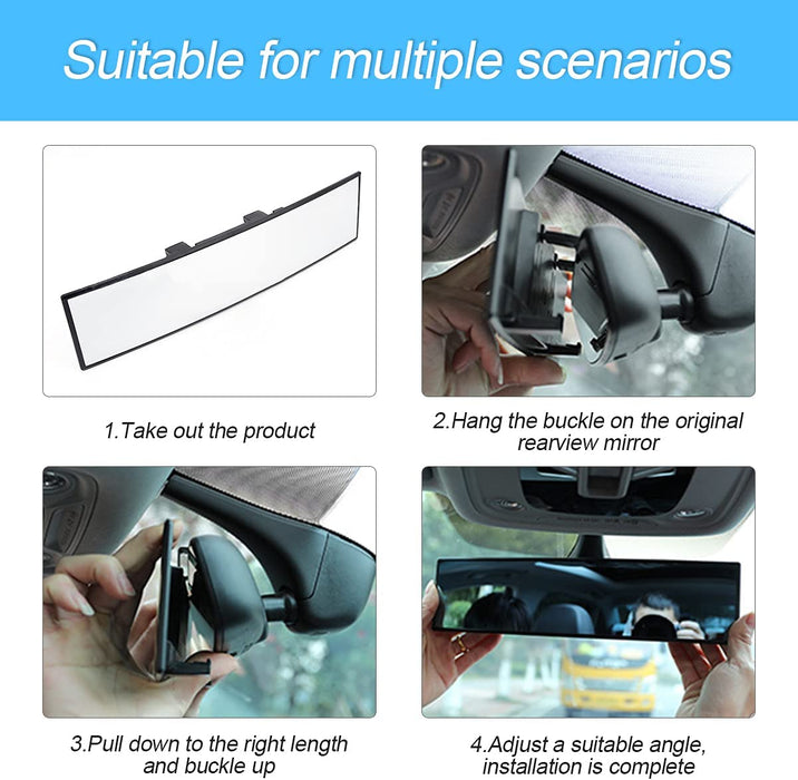 12 Inch Panoramic Car Rearview Mirror, White