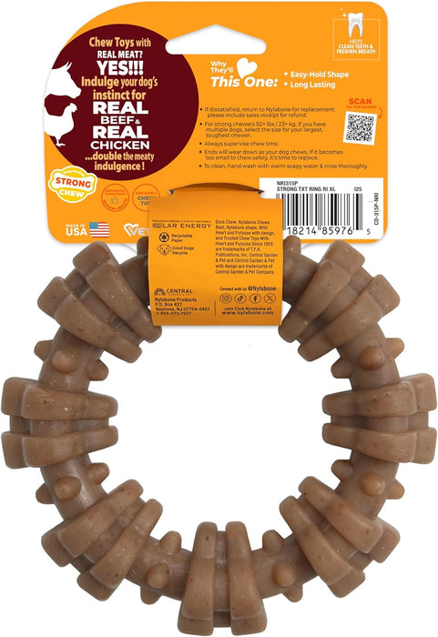 Strong Chew Ring Dog Toy, Chew Toy Made with Real Beef & Chicken