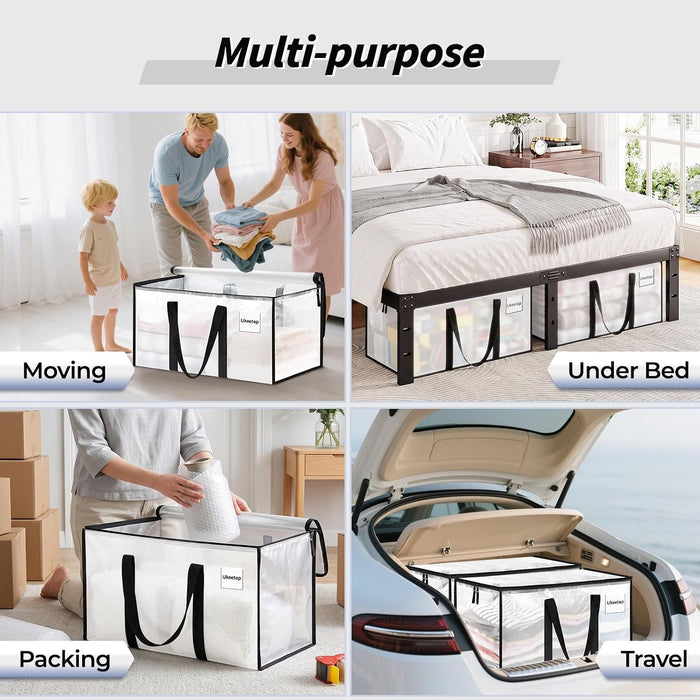 8 Pack Extra Large Clothes Storage Bins with Lids, Clear