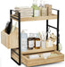 2-Tier Bathroom Counter Organizer, Wooden Vanity Shelf with Drawer & Basket