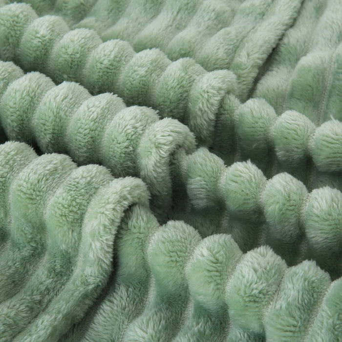 Sage Green Fleece Throw Blanket 50”×60” for Couch Sofa Livingroom