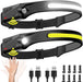 Headlamp Rechargeable 2PCS, 230° Wide Beam Head Lamp LED with Motion Sensor for Adults - Camping Accessories Gear, Waterproof Head Light Flashlight for Hiking, Running, Repairing, Fishing, Cycling