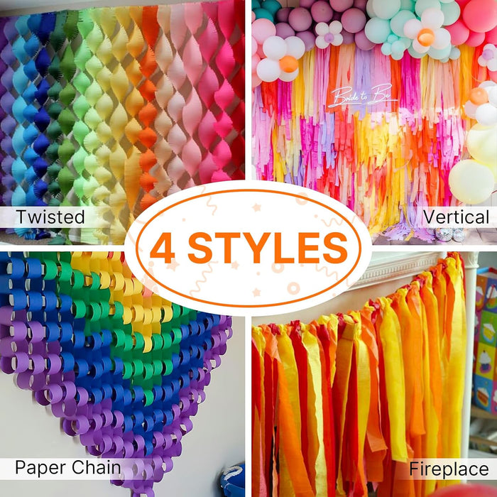 Rainbow Crepe Paper Streamers 8pcs 656 FT Rainbow Streamers