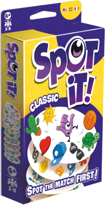 Spot It! Classic Card Game (2024 Refresh) - Pocket Eco Edition, 5-in-1 Visual Perception Game for Quick Reflexes and Family Fun, Ages 6+, 2-8 Players, 10 Minute Playtime