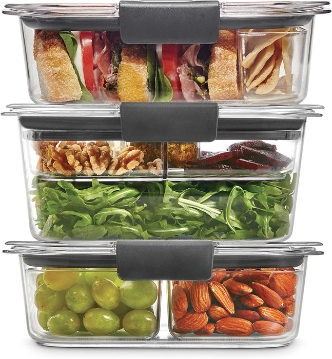 Brilliance BPA-Free Food Storage Container Set with Airtight Lids, 5-Pack (3.2 Cup) - Perfect for Lunch, Meal Prep, and Leftovers
