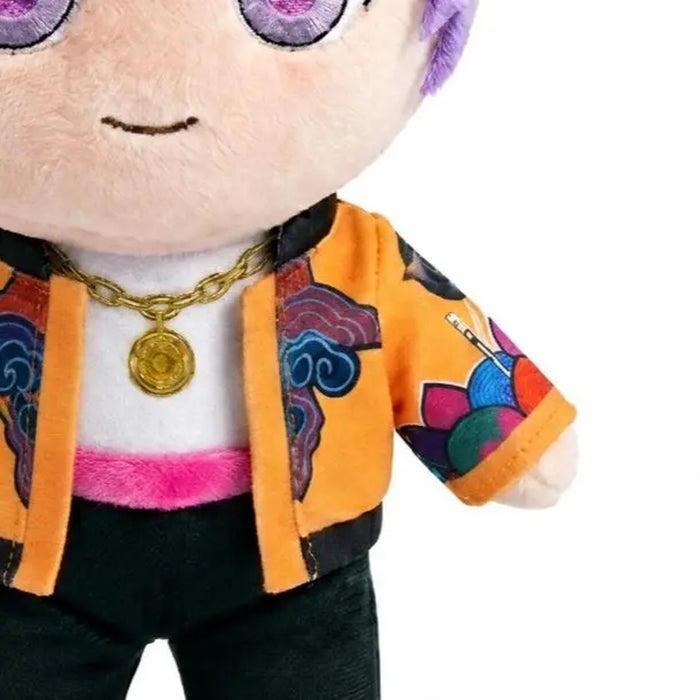Cannot Speak but Has Lullabies，Breathing Plush Toy, Cute Purple Hair Character Stuffed Doll with Soft Plush Feel, Orange Jacket Outfit, Cuddly Companion for Bedtime, Bedroom Decor, Desk Display,Sohochic