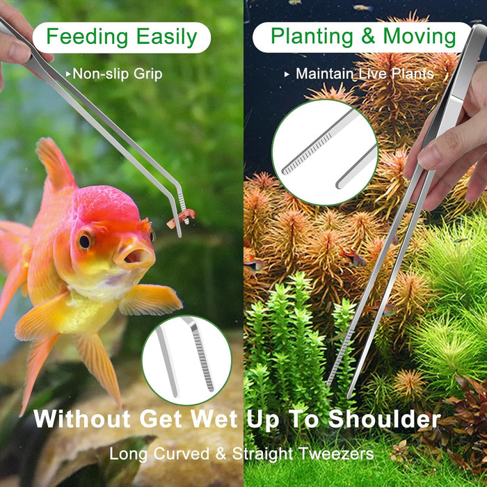 4Pcs Aquascaping Tools, Aquascape Kit, Long and Strong Aquarium Tweezers, Scissors, Algae Scraper, Aquarium Plant Tools,