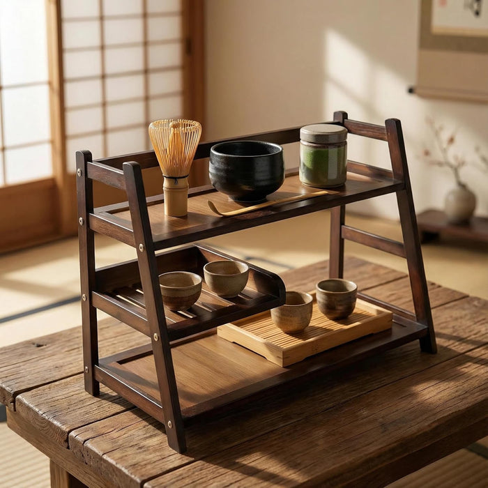 3 Tier Bamboo Matcha Station, coffee station organizer Shelf