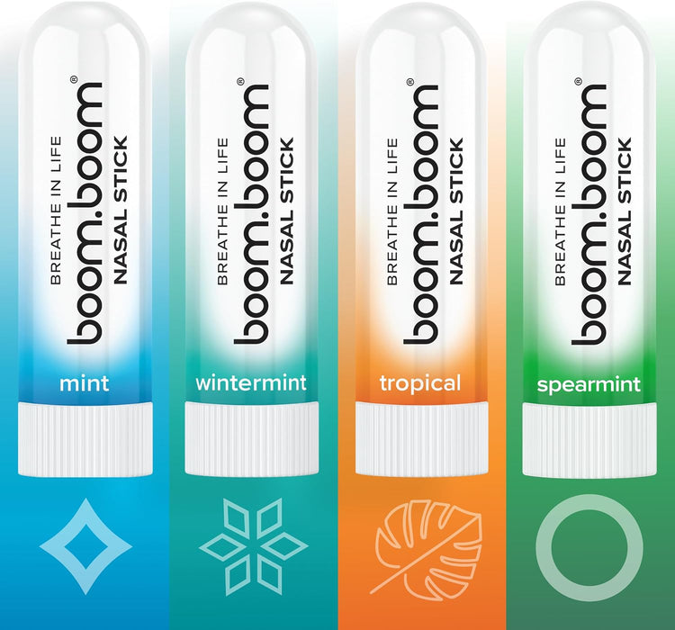 Nasal Stick, Essential Oils + Menthol Inhaler, Variety 4 Pack