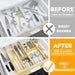 Bamboo Drawer Dividers with Inserts and Labels, Kitchen Adjustable Drawer Organizers, Expandable Organization for Home, 