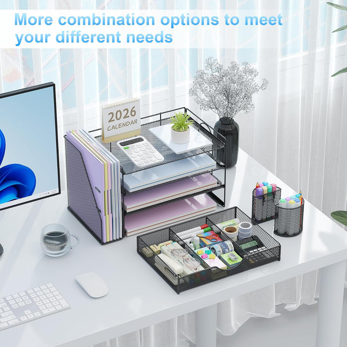 Metal Mesh Desk Organizers and Accessories with File Holder