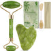Gua Sha Facial Tools Face Roller for Wrinkles Jade Roller and Gua Sha Set, Scrubber Pore Brush Headband Skin Care Tools for Travel Skincare Routine Massaging Reducing Puffiness - Green