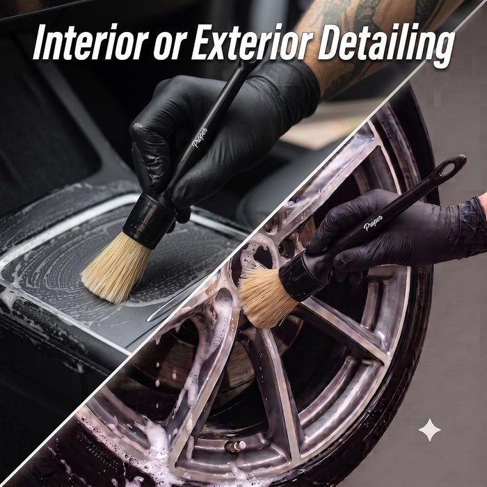 Car Detailing Brush Set for Interior or Exterior | 3-Pack | Ultra Soft Boars Hair Bristles