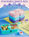 4 Pcs Bento Snack Box Containers, 4 Compartment Divided Stackable Food Storage Containers with Lids, Meal Prep Lunch Con