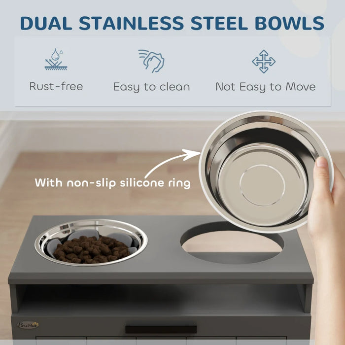 Elevated Dog Bowl Station with Storage