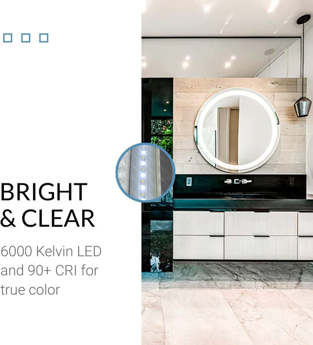 Circular LED Vanity Mirror - Front Lit Rounded Mirror for Bedroom, Bathroom or Shower - anti Fog & Wall-Mounted - Modern Home Decor - 44" Wide X 44" Tall