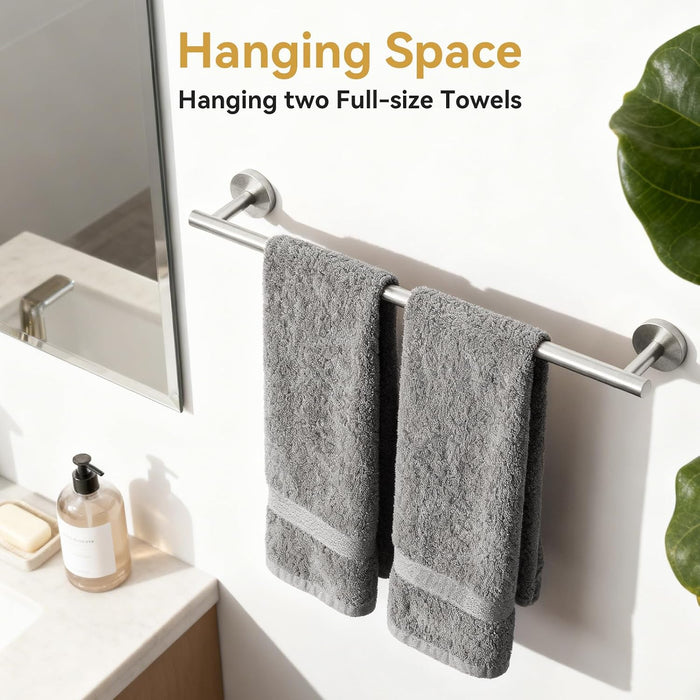 Brushed Nickel Towel Bar, 24 Inch Bathroom Towel Rack Modern Bathroom Decor
