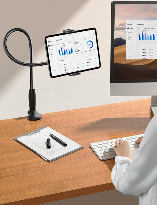 Gooseneck Tablet Holder for Bed, Unique Tapered Flexible Arm