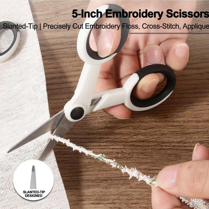Premium Sewing Scissors Bundle, 8" Heavy Duty Fabric, 5" Embroidery, 4" Small Detail Scissors, 5" Thread Snips, Tailorin