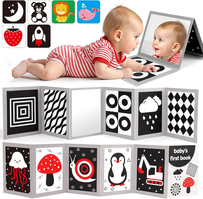 Black and White Baby Toys Tummy Time Mirror High Contrast Book Flash Card
