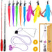 Cat Toys Interactive for Indoor Cats,2PCS Retractable Cat Wand,9PCS Teaser Toys&1PCS Hanging Door Lure Kitten Toy,Intera