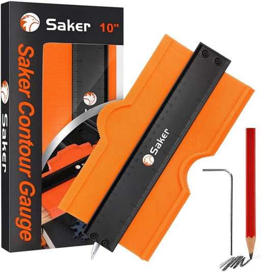 Contour Gauge Profile Tool with Adjustable Lock 10 Inch Orange