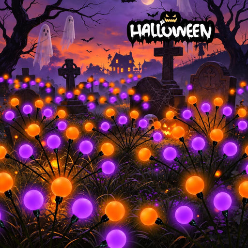 6 Pack Halloween Solar Lights Outdoor, Halloween Decorations Firefly Lights