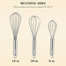 3-Pack Stainless Steel Whisk Set, Kitchen Utensils for Cooking