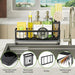 Sink Caddy Organizer with Drying Stone, Black Sponge Holder for Kitchen