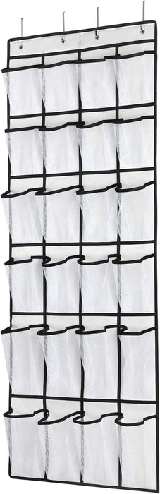 Over the Door Shoe Organizer, Hanging Shoe Organizer with 24 Mesh Large Pockets Door Shoe Rack Organizer for Men Women K