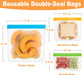 10 Pack Reusable Gallon Freezer Bags Dishwasher Safe, Extra Thick Reusable Plastic Bags BPA Free, Leak Proof Food Storage Bags with 3 Sizes for Meat, Travel - 2 Gallon 4 Sandwich 4 Snack