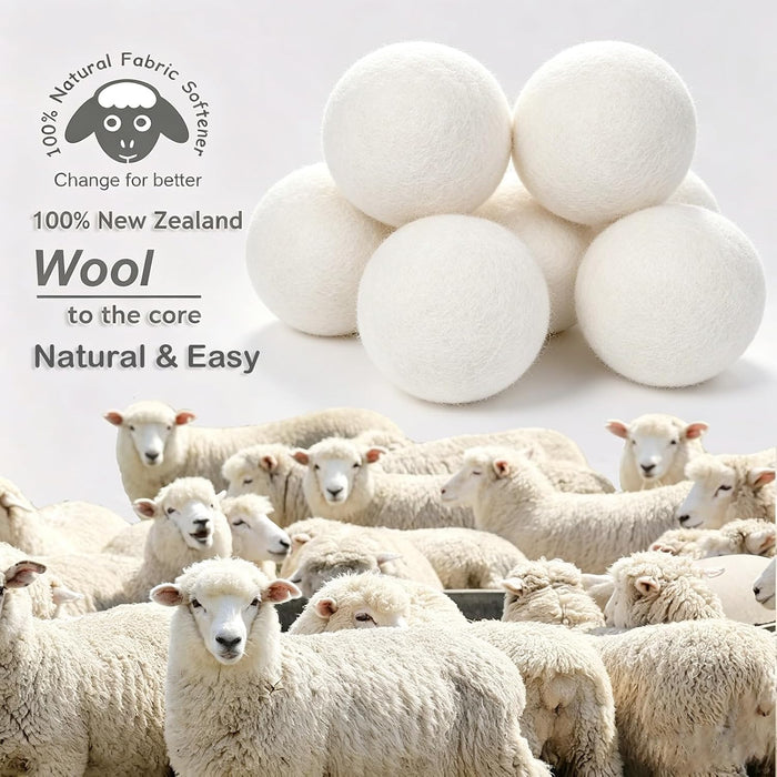 Wool Dryer Balls XL 6-Pack, 100% New Zealand Wool Handmade